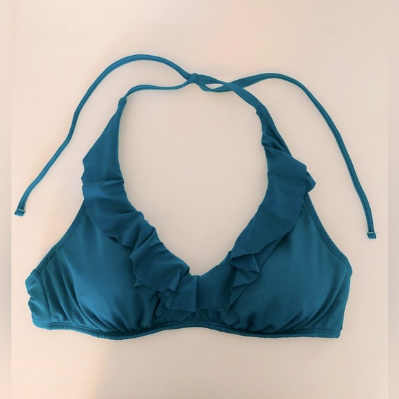 Kenneth Cole Reaction Rufflelicious Teal Bikini Bra Top - Picture 4 of 7